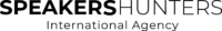 Speakers Hunters logo in black text on a transparent background, featuring "Speakers Hunters" with the tagline "International Agency" below.